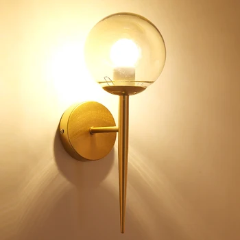 Модерна Стъклена Топка, с монтиран на стената Лампа, Аплици Led монтиран на стената Лампа за Спални за Домашен интериор на Хола, Коридор E27, с монтиран на стената Лампа