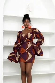 Модни Африкански Рокли За жени С Къса Пола Vetement Femme 2022 Традиционната Вечерна Вигерийская Облекло 2022