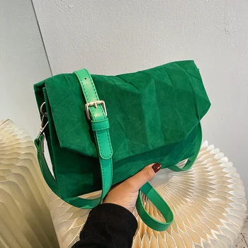 Модни Зелени Чанта през Рамо за Жените, Мат Чанта на Рамото, Маркови Чанти, Дамски Чанти-незабавни посланици с Геометрични фигури, Чанта