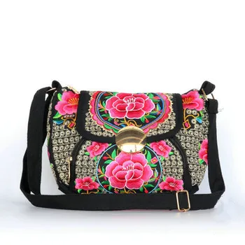 Модни оригинални дамски чанти с бродерия за пазаруване!Нови национални чанти с цветни релефни lady zipper & hasp, Топла холщовая чанта-переноска