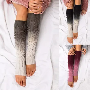Момичета, Дами, Жени Топли Високи Чорапи Над Коляното Мода наклон печат Дълги Памучни Чорапи Топли Плетени Чорапи