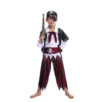 Момчетата Хелоуин Карнавал Пиратски Костюм Ролята на Cosplay Играят Децата изискано Парти Рокля с Превръзка на Окото