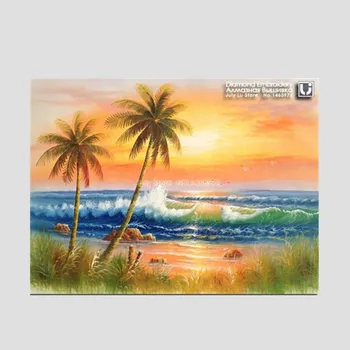 Морски пейзаж, плаж и морска вълна САМ Диамантена живопис пейзаж Кристали картина мозайка Диамантена бродерия landscapeSH5052