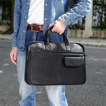 Мъжки портфейл от естествена кожа За лаптоп, мъжка Кожена чанта-месинджър, бизнес куфарче За документи, мъжки чанти, мъжки чанти