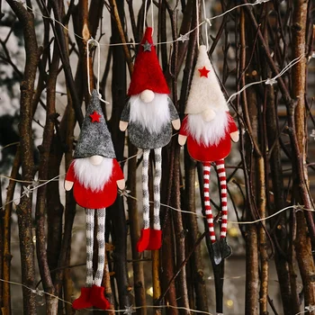 Най-добър 3 Опаковки Коледен Безлични Дългокраката Джудже на Дядо Коледна Елха, Висящи Украшение Кукла украшение за Дома Висулка Подаръци