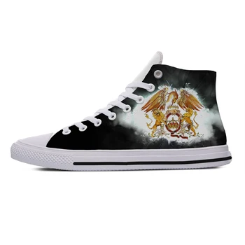 Най-новата върхова продуктова Обувки за рок група Queen, Дамски Мъжки Обувки За Почивка, Дишаща Удобна Парусиновая Обувки, Лека Обувки С Висок Берцем