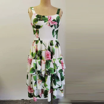Най-новото Висококачествено Модерно Дизайнерско Подиумное Женствена рокля на спагети презрамки и без ръкави с Цветен Принтом 2021 г.