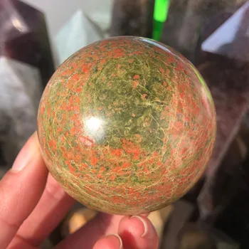 Натурален зелен червен унакит каменна топка обхват Декорация на Дома, унакит скъпоценен камък рейки crystal лечебна сфера на жените и мъжете подаръци