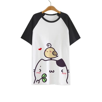 Неко Ацумэ тениска Аниме Сладък котка задния двор Тениска С Къс ръкав Модни Потници Тениски
