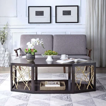 Нов американски лек луксозен чай на маса в стила на постмодерното прост размера на хола от неръждаема стомана модел стая мебели от масивно дърво
