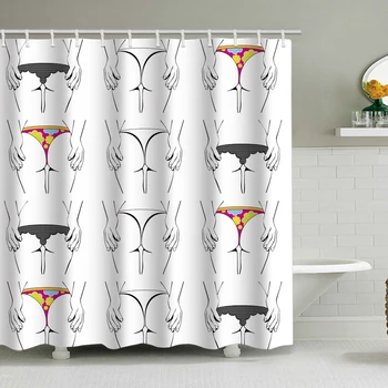 Нов продукт на хип за красота илюстрации печат завеси за душ водоустойчив перфорирана завеса за баня завеса