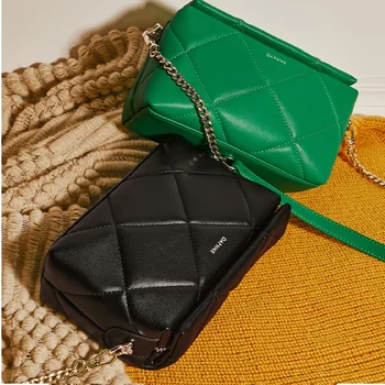Нова Марка Оригинална Чанта-Месинджър От Естествена Кожа, с Модерна Дамска Чанта От Естествена Кожа, Дамски Чанти На рамо, Стил Зелен #3081