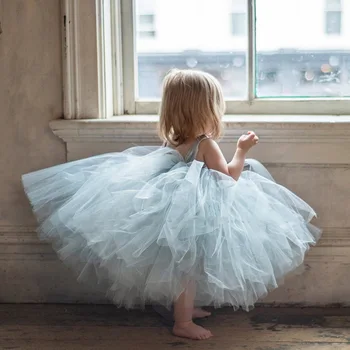 Нова Рокля-пакетче принцеси за момичета, Облечи Шаферките без ръкави, Вечерен Костюм с цветен модел, Детско Сватбена рокля за момичета от 2 до 8 години