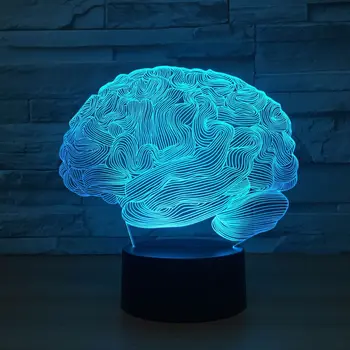 Нова Форма на Мозъка 3D Иллюзионная Лампа 7 Цвята Промяна Сензорен Превключвател на Led 3d лека нощ Акрилна Настолна лампа Атмосферни Лампа