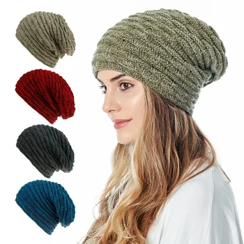 Нова зимна вязаная с кадифе топла шапка, обикновена шапки за жени, външни велосипедни мразоустойчив на едро шапки, шапки