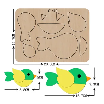 Нова птица Дървени печати за Scrapbooking C-1419 Режещи Печати с различни размери