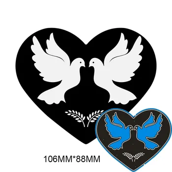 Нови Метални Режещи Удари на Сърцето Рамка Любов Птици Шаблони За DIY Scrapbooking Хартиени Картички Занаят Производство на Бижута 106*88 мм