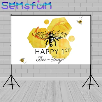 Новороденото Пчелен Фон За Душата на Дете От 1-ви Рожден Ден на Пчелите Фон За Снимки За фото студио в Наличност