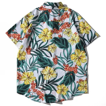 Новост 2022, Хавайска Риза, Мъжки Ежедневни Блузи Свободно, Намаляване, Мъжки Тропически Ризи с Къс Ръкав и Цветове, Модни Празнични Плажни Върховете На Копчета