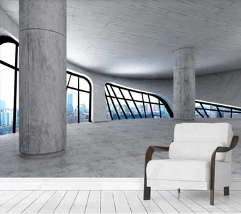 Обичай прозорци стени от цимент papel parede с изглед към 3d модел за хола спални разтегателен фон стенно украшение на тапети