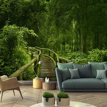 Обичай размер природа в гората дърво, бамбук, тапети хол спалня офис трапезария фон хотел разширяването на пространството, стенопис