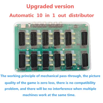 Обновена версия на EUR Scart Дистрибутор на 10 Входа и 1 Изход Автоматично RGBS Видео Конвертор Комутатор Такса за Md/sfc/ps123/сс/dc/box
