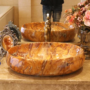 Овални Китайски Старинни каменни керамични мивки порцеланов умивалник тоалетна чиния порцеланов Плот Керамичен Умивалник Умивалник За Баня