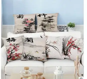 Памучен бельо китайската традиционна живопис cushino калъф калъфка с принтом растения калъфка за диванной възглавници калъф за възглавници на закрито