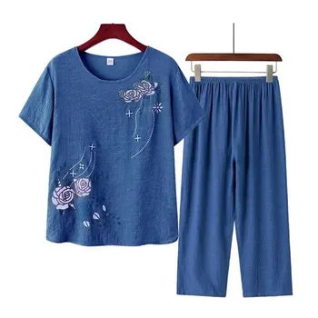 Пижами за жени, пижами размер плюс, пижамный комплект, спално бельо, памучни блузи за сън + скъсяване на панталон, костюм от две части, нова пижама feminino 4XL