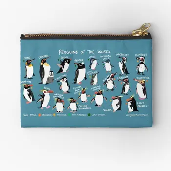 Пингвините На Света Чанта С Цип Опаковка Козметична Парична Монета Малка Чиста Покет Чанта Портфейл Дамски Чорапи За Ключове Мъжки Съхранение