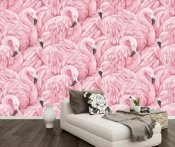 Потребителски стенни тапети 3D Скандинавски фламинго спалня хол фонова стена