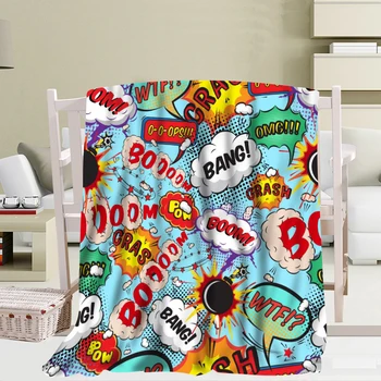Потребителско одеяло в стил поп-арт с комиксами 56x80 инча 50x60 инча 40x50 см За дома/Дивана/Спално бельо, Детско Топло одеяло за възрастни
