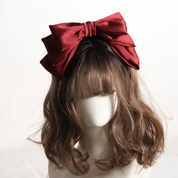 Превръзка от неопрен за косата на жените широка периферия превръзка на главата JK момиче чиста червена аксесоари за коса супер голям прическа с лък 2021 нова