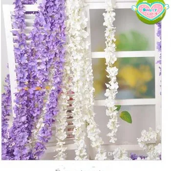 Престижна изкуствени цветя хортензия глициния цветя, лозя сватбена арка сватба парти Гирлянди Цветни Орнаменти от ратан безплатна доставка