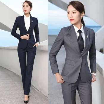 Пролетта и есента корейската версия на бизнес облекло Тънък костюм с дълги ръкави обикновен костюм офис костюм за интервю костюми