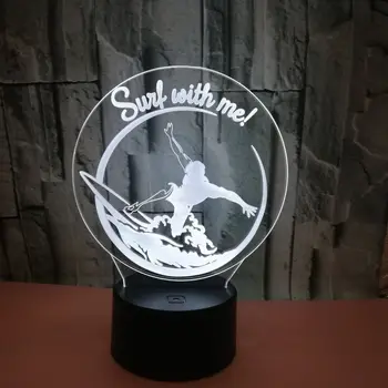 Пукнатини в 3D лампа от мастило Докосване на Вълните 3d Led Стерео Визията на Нощен Настолна Лампа За Спални Каране На Ски Стерео Осветление