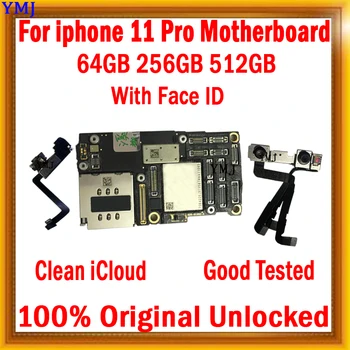 Пълни чипове Тествани За iPhone 11 Pro дънна Платка Безплатна Оригиналната Отключване на iCloud Не /Wirth Face ID Логическа Такса Поддръжка на 4G LTE Мрежа
