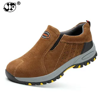 Работна Мъжки обувки от 2021 г., Сигурна Обувки Със Стоманени пръсти, Модни Дишащи Ежедневни Обувки Без Закопчалка, Мъжки Работна Застраховка, Проколотая Обувки fgb467