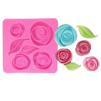 Розата е Цветето на силиконовата форма скърпвам мухъл инструменти за украса на тортата Листа шоколадова паста мухъл T1207
