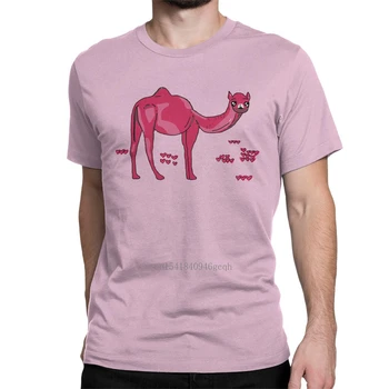 Розово Камила Тениски За Мъже Дивата Природа Бозайник Пустинята Забавни 100% Памучни Тениски На Кръгла Деколте Къс Ръкав Тениска Подарък Облекло