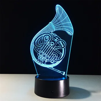 Саксофон Форма на 3D Стерео Визията на Декоративна Лампа Сензорен Прекъсвач Спалня Светлина За Сън Детска Вечерна Лампа Акрилна 3D Лампа