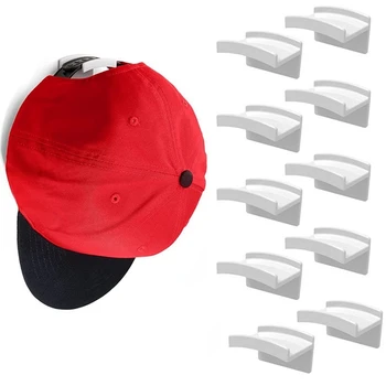 Самозалепващи стенни куки за шапки (10 бр) - Минималистичен дизайн, закачалки за шапки, без пробиване, издръжлив закачалки за шапки
