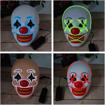 Светещ led маска на клоун терористична флуоресценцията нажежен танцов фестивал Великден, Хелоуин облечи се продават като топъл хляб