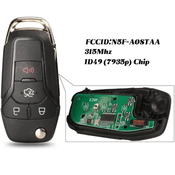 Сгъваем Флип 3 + 1/4 бутони на дистанционното на ключа на автомобила 315 Mhz Hitagpro/49 Чип FCC ID: N5F-A08TAA HU101 Нож за Ford Fusion 2013-2016