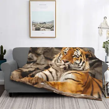 Сибирски Тигър Флисовое Одеяло За Любителите на Животни Одеало за Легло Спалня Супер Мека Подложка за Легло