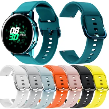 Силиконов Ремък за Samsung Galaxy Watch активни Каишки за Ръчни Часовници Силикагел Мека Лента На Китката Гривна Плътен Цвят Correa reloj de