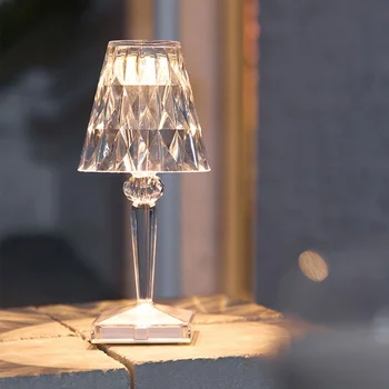 Скандинавски Кристална Бар Настолна Лампа Сензорен екран Сензор, LED Нощни Лампа Съвременен Творчески Акрил С Настолна Лампа За Ресторант Кафенета