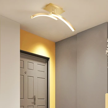 Скандинавски Модерен прост лампа за стая с извити Скандинавските плафониери златна led лампа за кабинета на топли романтични плафониери за спални