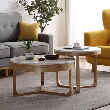 Скандинавски висококачествен мрамор кръгла масичка за кафе креативна мебели за хола прост модерен чай маса от масивно дърво приставной маса