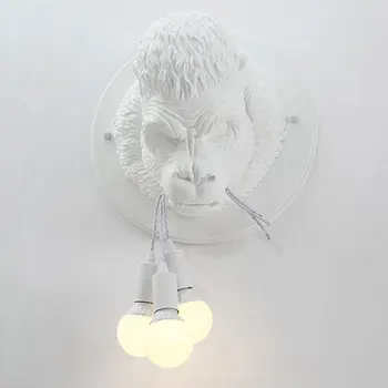 Скандинавските Творчески Стенни Лампи Gorilla от Смола, за Дома, Модерна Проста Всекидневна, монтиран на стената Лампа за Спални, Кабинет, Проход, Кафе Лампа
